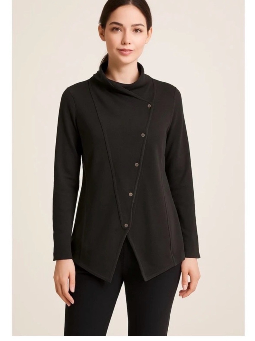 Eileen Fisher Black Top with Subtle Texture